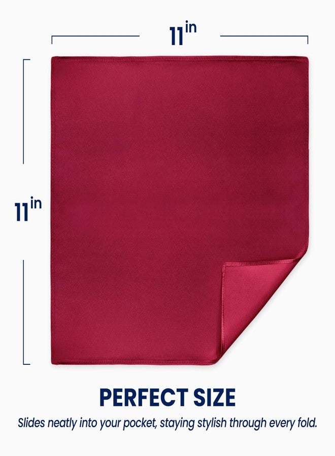 Selected Hanky 100% Pure Silk Pocket Square Solid Burgundy - Image 3